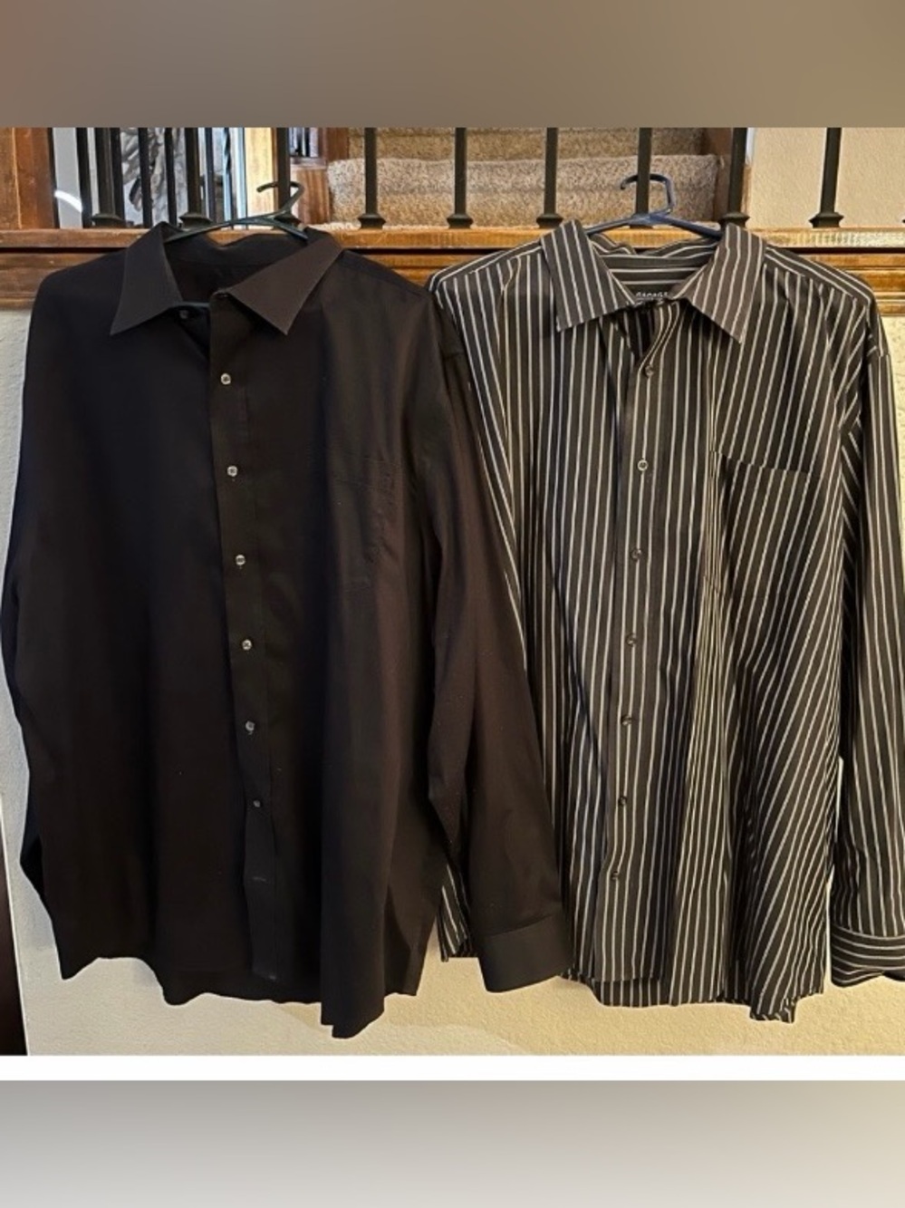 2 Men's 3XL Black Long-Sleeve Dress Shirts